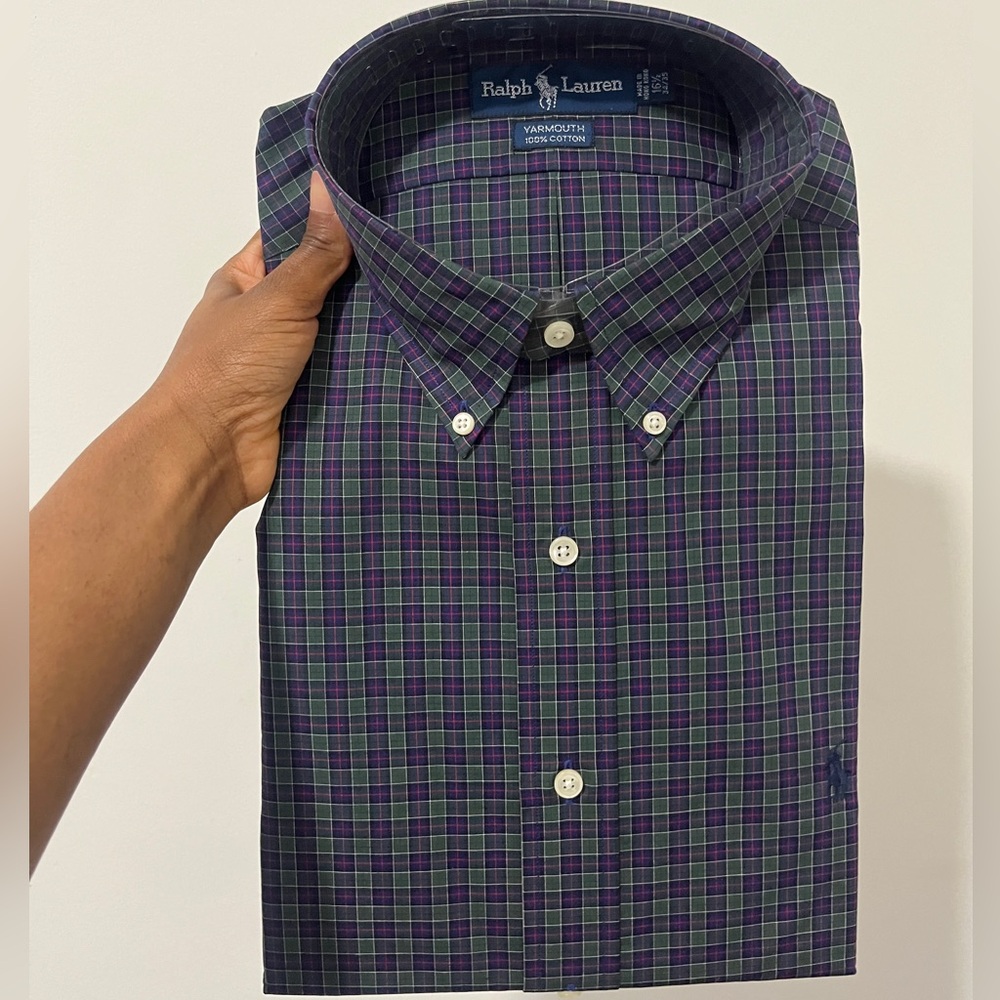 Ralph Lauren Purple & Green Plaid Button-Down Shirt